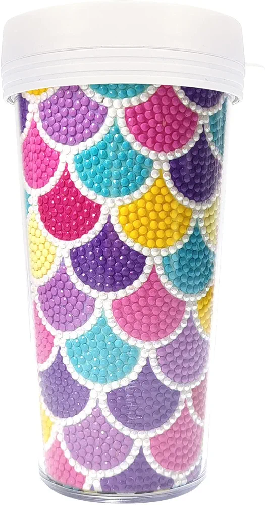 Eimilaly Diamond Painting Water Bottle for Kids, DIY Colorful Mermaid Diamond Mugs for Drinks, Crafts Art Gifts Toys for Boys Girls Party Supplies, Acrylic/16oZ