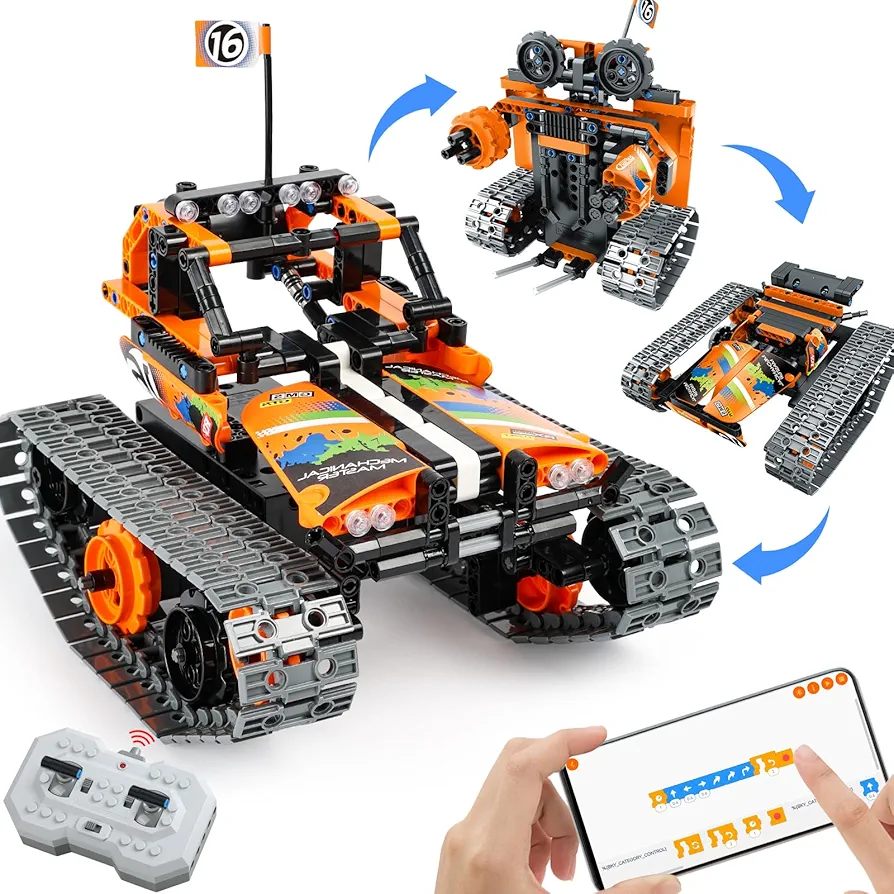 Building Toys Boys STEM Gifts for Kids 8-12 Year Old Remote & APP Control Tracked Car Robot Tank Kit - Programmable Educational Projects Set for Age 6 7 8 9 10 11 12+ Boys & Girls