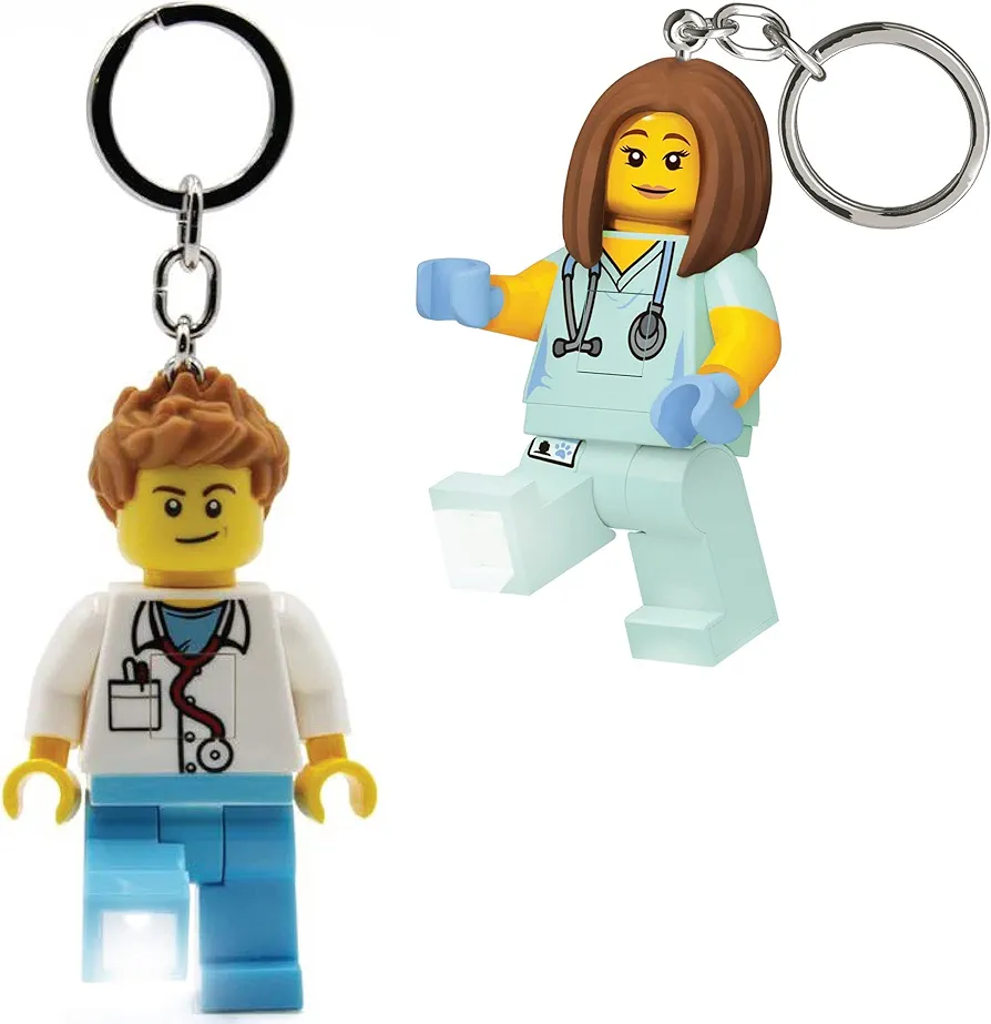 LEGO Nurse and Male Doctor Keychain Light Bundle