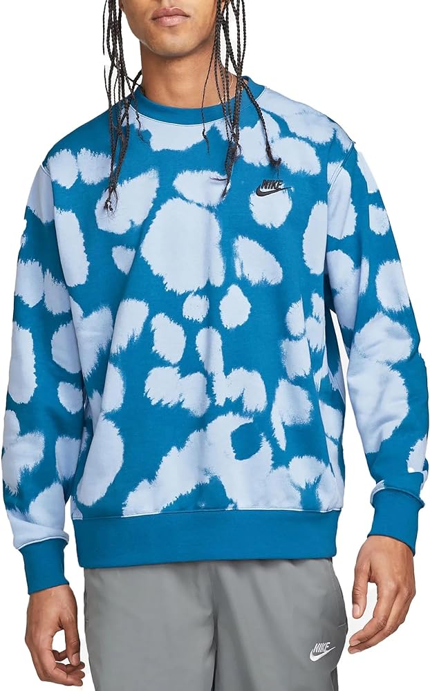 Nike Men's Sportswear Sport Essentials+ Tie Dye Crew Hoodie, Blue, L REGULAR US