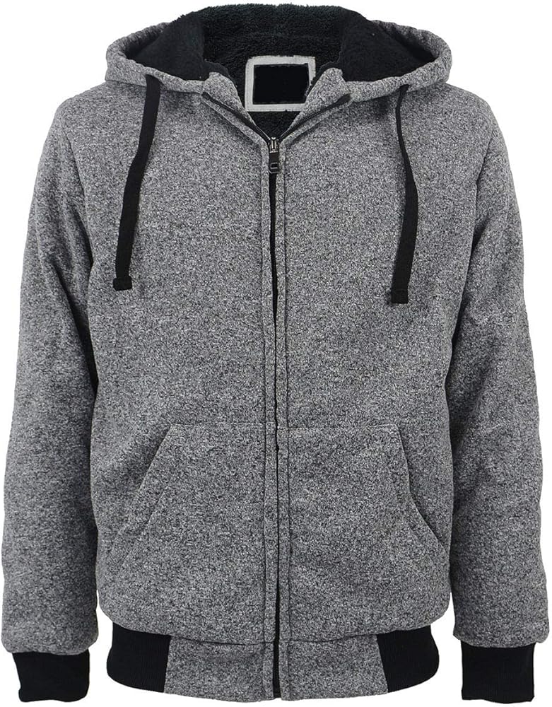 Yasumond Hoodies for Men Zipper Fleece Sweatshirt Heavy Sherpa Lined Hooded Warm Winter Coats Big Tall