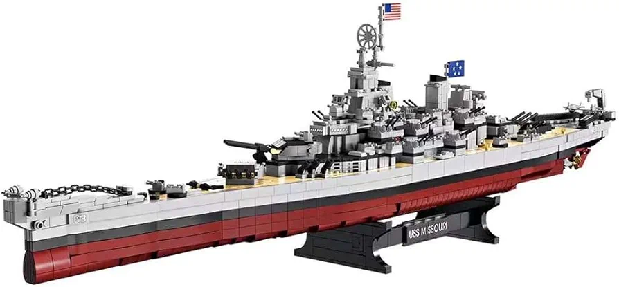 kowkis USS Missouri Battleship Building Block Set,Military Warship Toys Lowa Class Battle ship Boat Kit,Collectible Home Room Decor Battleship Construction Set,Presents for Adults(2228 Pcs)