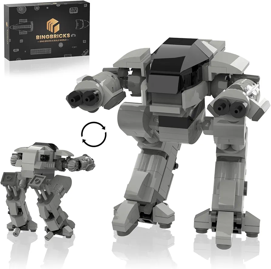 ED209 Robot Mecha Building Blocks, ED-209 Enforcement Robot Combat Mech Armor Building Toy, 269 Pieces Mobile Suit Cool Mechanical Action Figure Model,Birthday Gift for Kids Boys Girls Adults