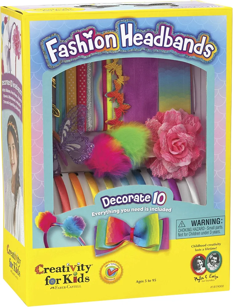 Creativity for Kids Fashion Headband Making Kit - Makes 10 DIY Headbands, Arts and Craft Kits for Ages 5-7+, Kids Activities, Birthday Gifts for Girls