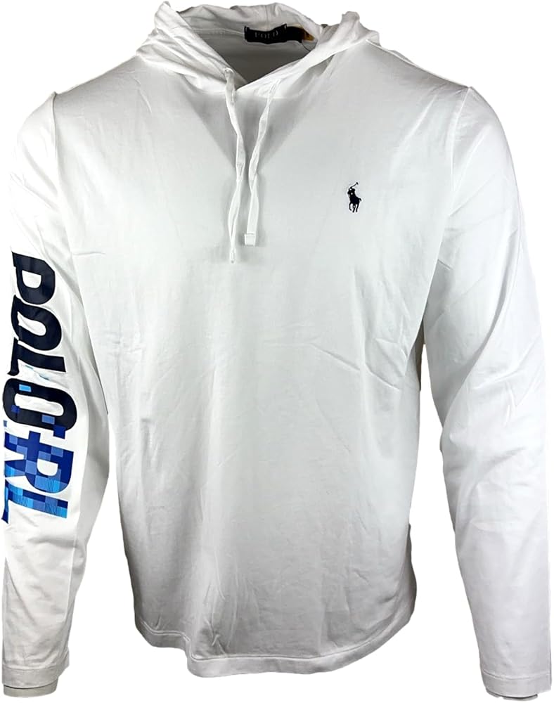 POLO RALPH LAUREN Mens Jersey Knit Hoodie Tee (White,XL)