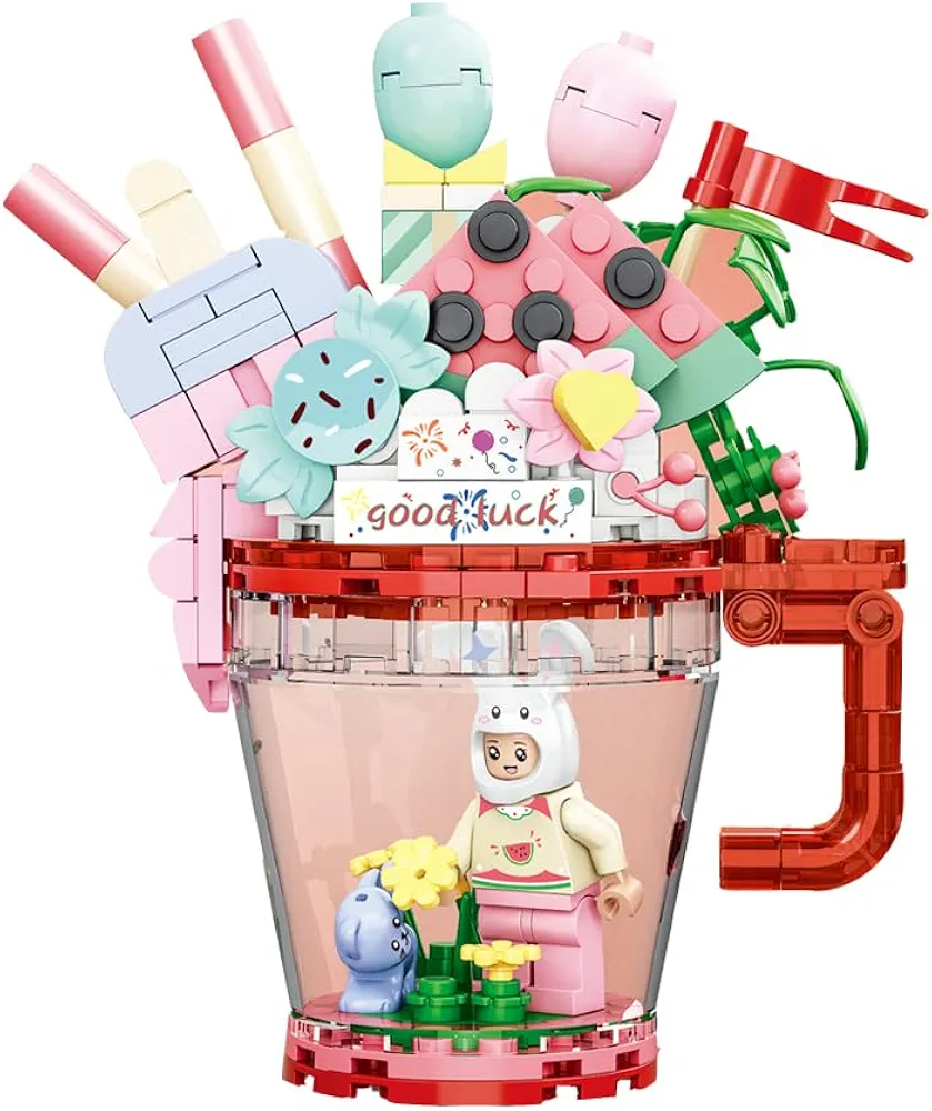 W Fun Fruit Infused Sparkling Water Building Set (255 PCS), DIY Building Blocks Decoration for Home, Cool DIY Cups for Birthday Festival Summer Parties Gift