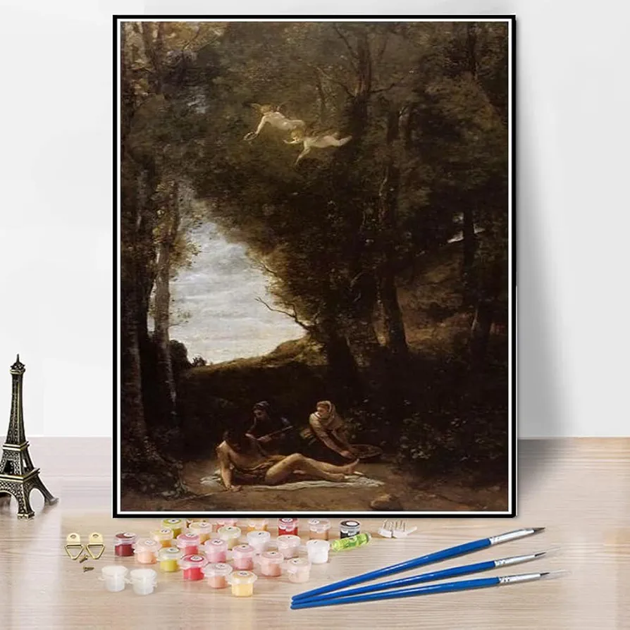 Paint by Numbers Kits for Adults and Kids Saint Sebastian in A Landscape Painting by Camille Corot Arts Craft for Home Wall Decor