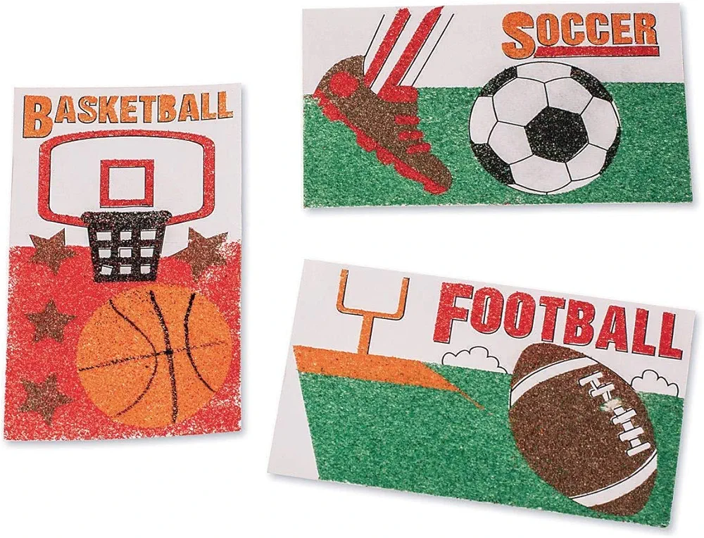 Sand Art Boards Craft Kit - Sports, 5" x 3" (Pack of 24)