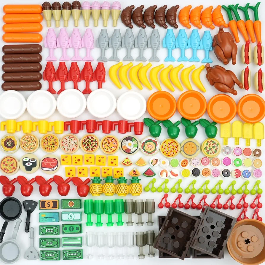 Food City Friends Accessories Sets, Building Blocks Restaurant Fruit Comida Cheese, Kitchen Pizza Ice Cream Picnic Donuts Sushi Bricks, Food Pieces Money Bulk Parts Toys