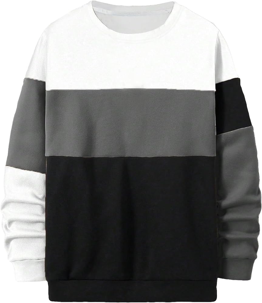 Floerns Men's Casual Colorblock Long Sleeve Sweatshirt Thermal Pullover Tops