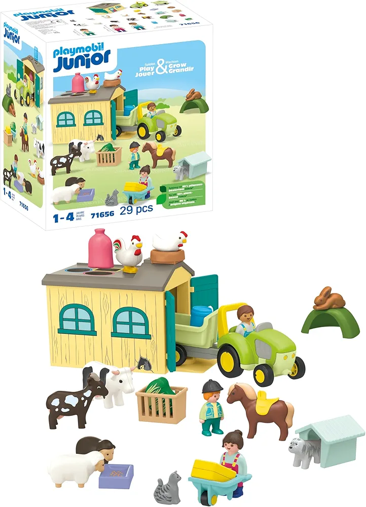 Playmobil Junior: Farm Adventure with Tractor, Trailer, and Animal Friends