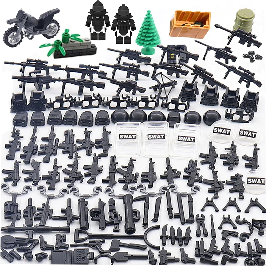 Aimerliben Swat Military Weapons Sets Army Police Soldier Figures Toys Gear Pack Guns Helmet Building Blocks Accessories