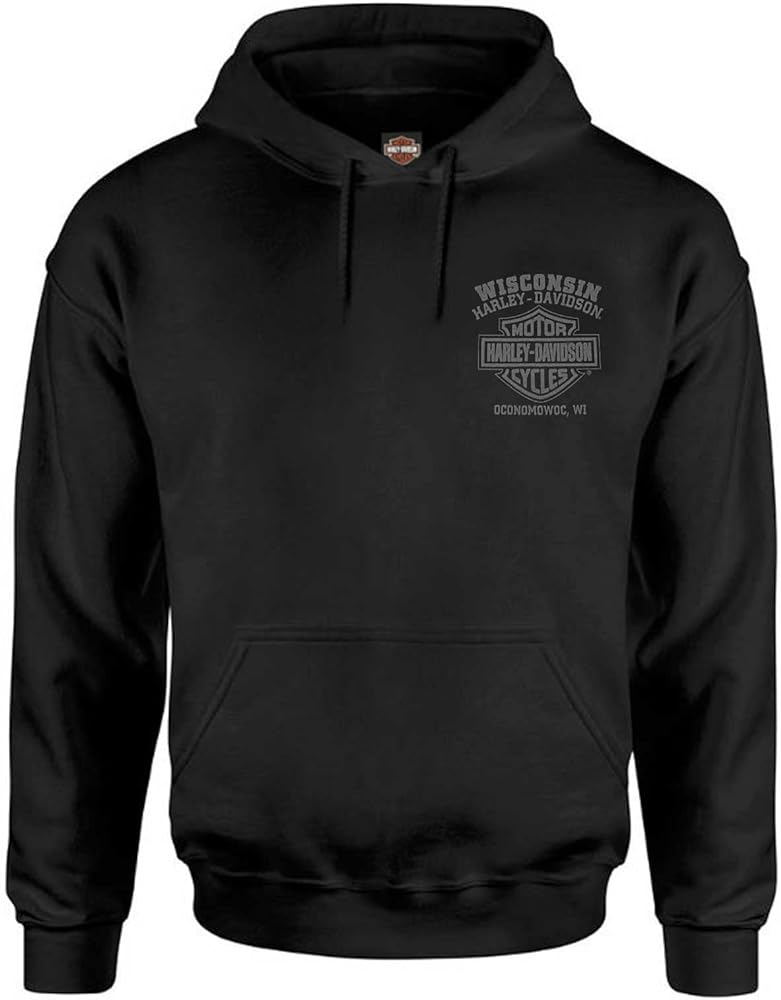 Harley-Davidson Men's Corrosion Willie G Skull Poly-Blend Pullover Hoodie, Black