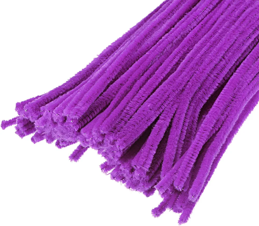 YOKIVE 100 Pcs Pipe Cleaners, Chenille Stems Decoration, Great for DIY Art Craft Supplies (6mm 12 Inch Purple)