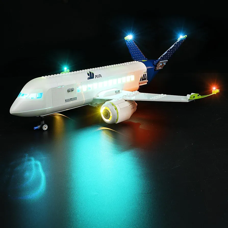 LED Lighting Kit for Lego City Passenger Airplane 60367 Building Toy Set, LED Light Compatible with Lego 60367 Building Block Models (Not Include Set)