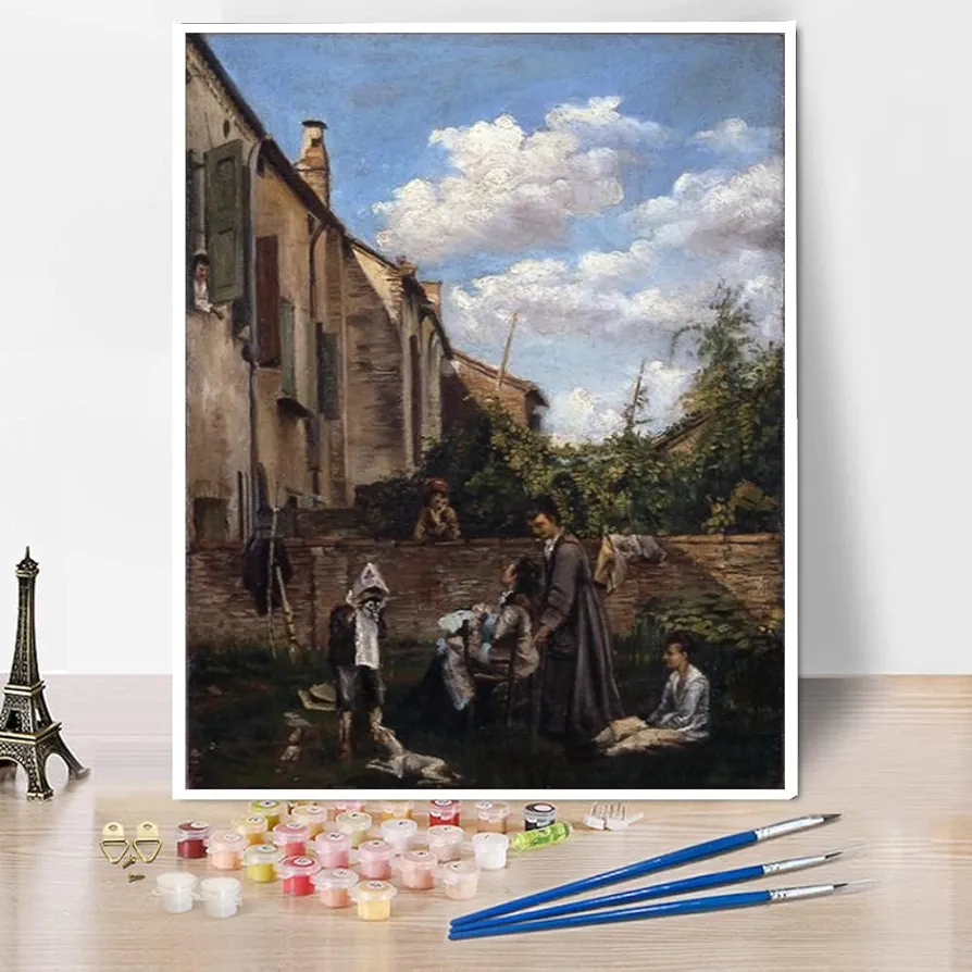 Paint by Numbers Kits for Adults and Kids The Courtyard of The Paternal House Painting by Giovanni Boldini Arts Craft for Home Wall Decor