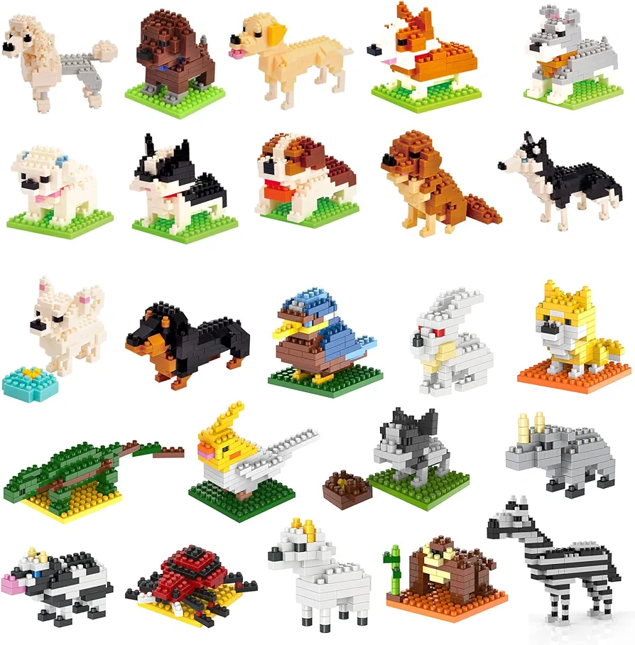 Kimiangel 24PCS Mini Animals Building Blocks Sets, Party Favors for Kids Goodie Bags, Prizes, Birthday Gifts