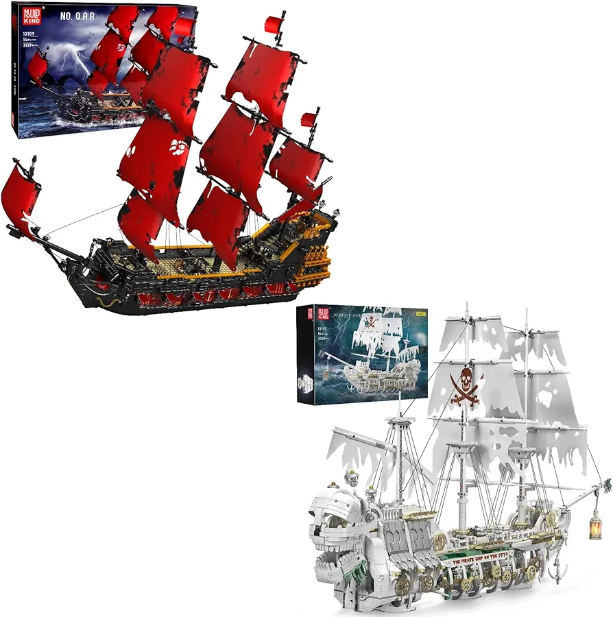 Mould King 13109 Queen Anna's Revenge Pirate Ship 13193 Skeleton Pirate Ship Building