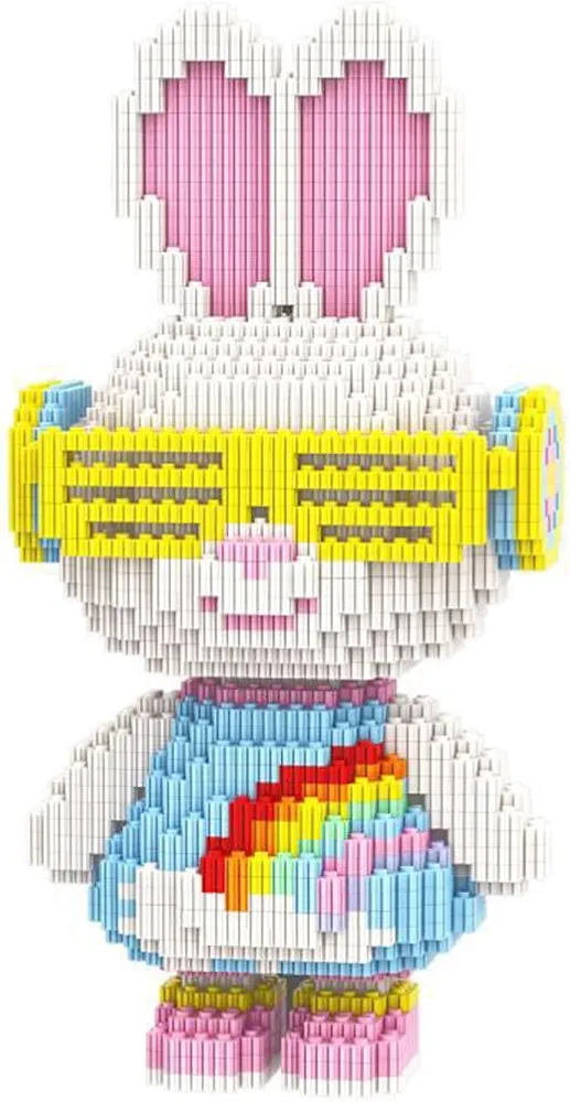 Animal Rainbow Rabbit Micro Building Blocks Set（2000PCS 28cm High Series） Gift for Adults and Kids