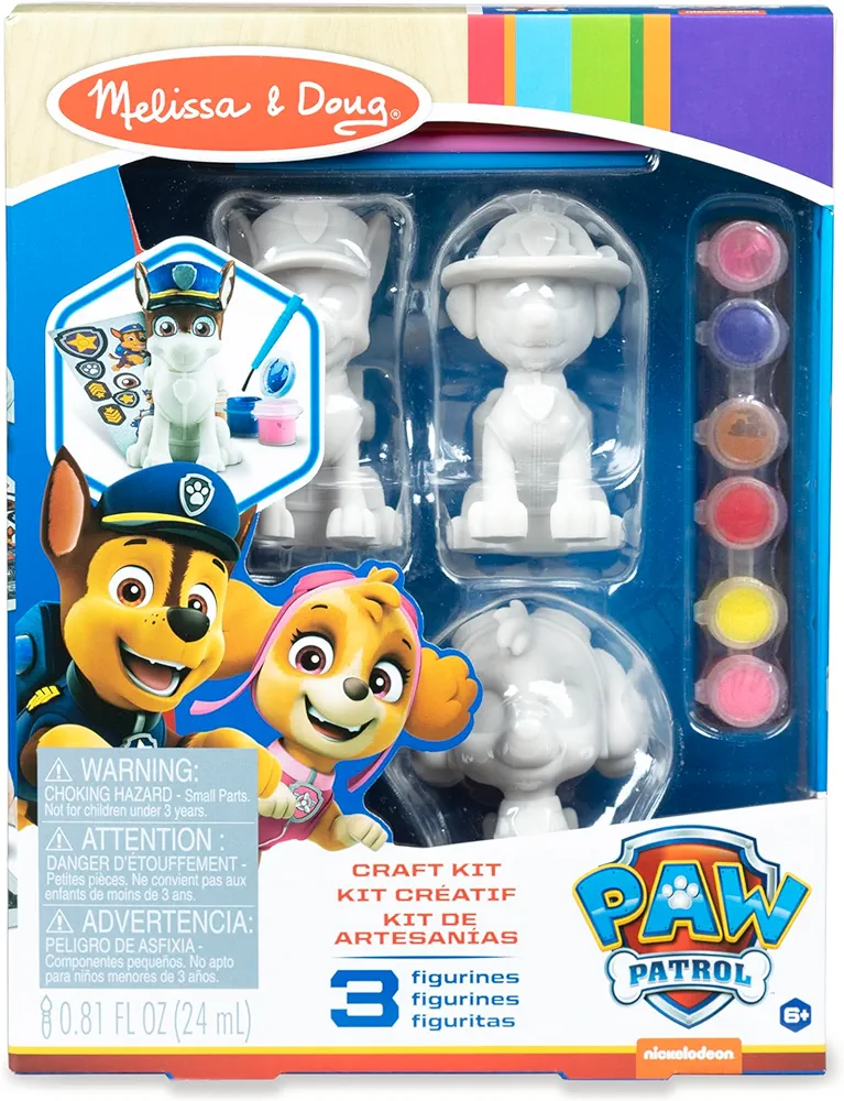 Melissa & Doug PAW Patrol Craft Kit - 3 Decorate Your Own Pup Figurines - Painting Kit, Toy Figures, Arts And Crafts Activity For Kids Ages 6+