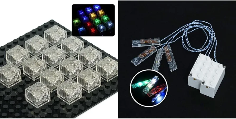 Light Up Bricks Accessories Lighting Kits, Classic Transparent LED Light Brick Pack, Compatible with Major Brands