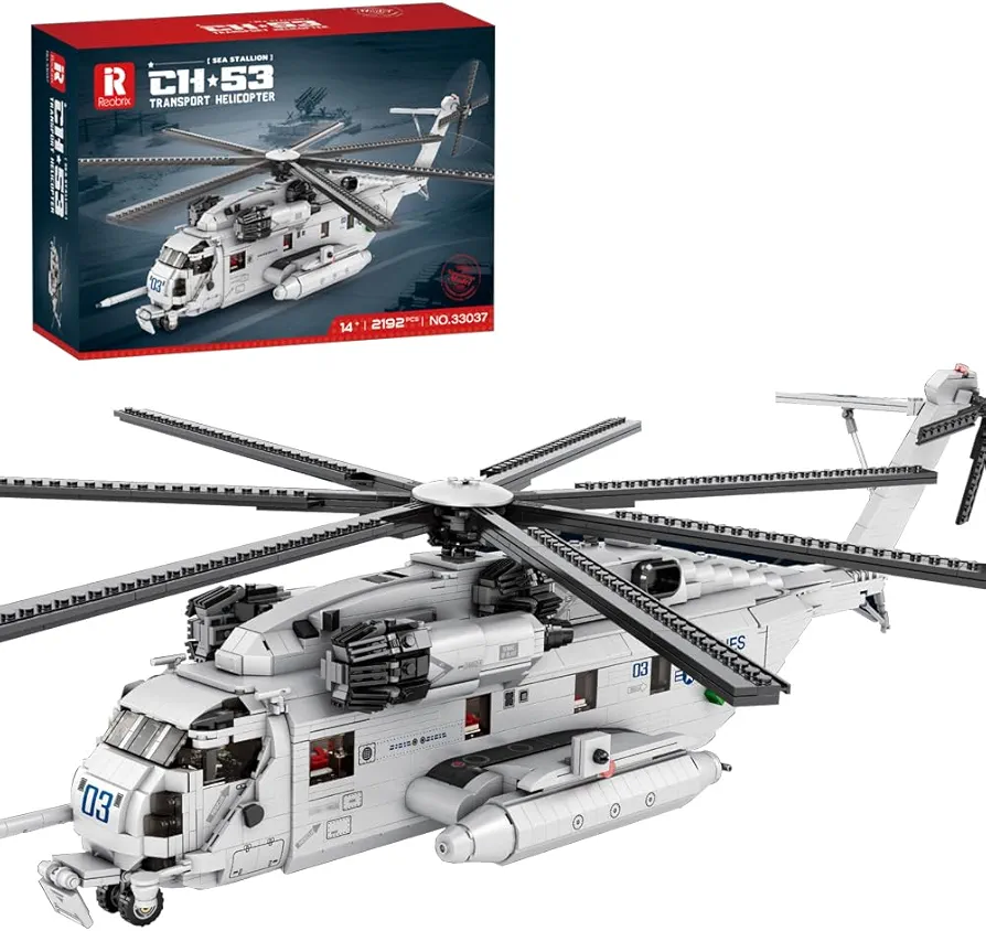 MISINI 33037 CH-53E Super Stallion Transport Helicopter Building Blocks Set, 2192 PCS Airplane Model Building Kits, Educational Toys Gifts for Kid and Adult