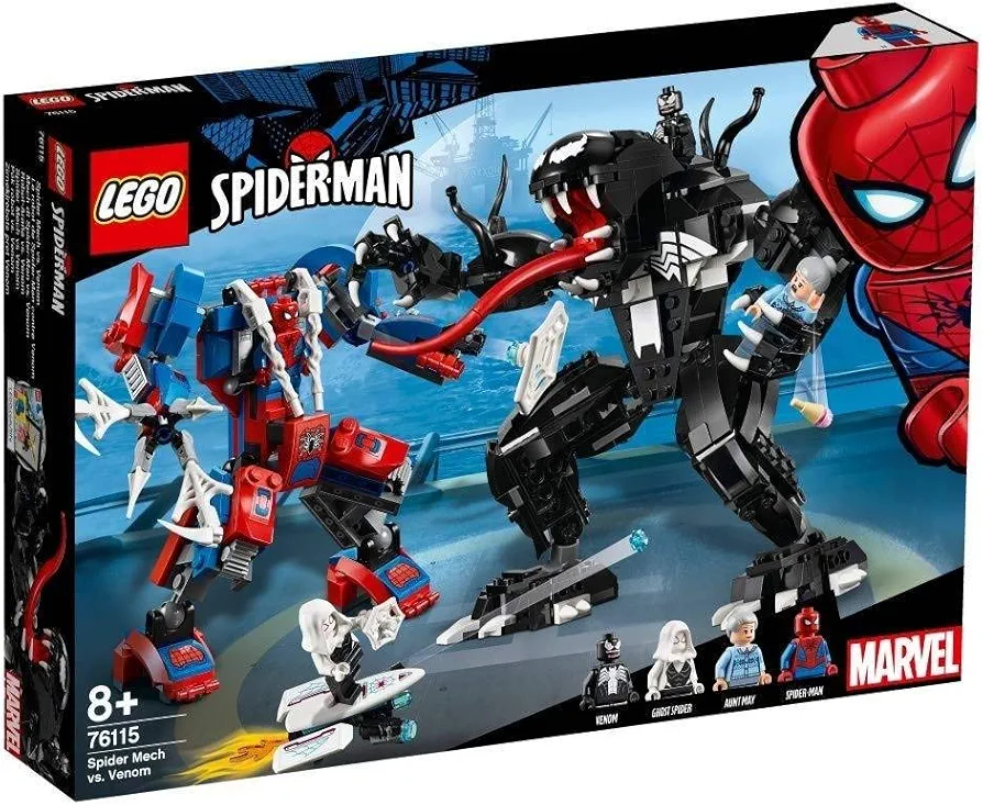 LEGO Super Heroes Marvel Spider Mech Vs. Venom 76115 Action Toy Building Kit with Web Shooter and Gripping Toy Claw includes Spider-Man Minifigures Venom and Ghost Spider (604 Pieces)