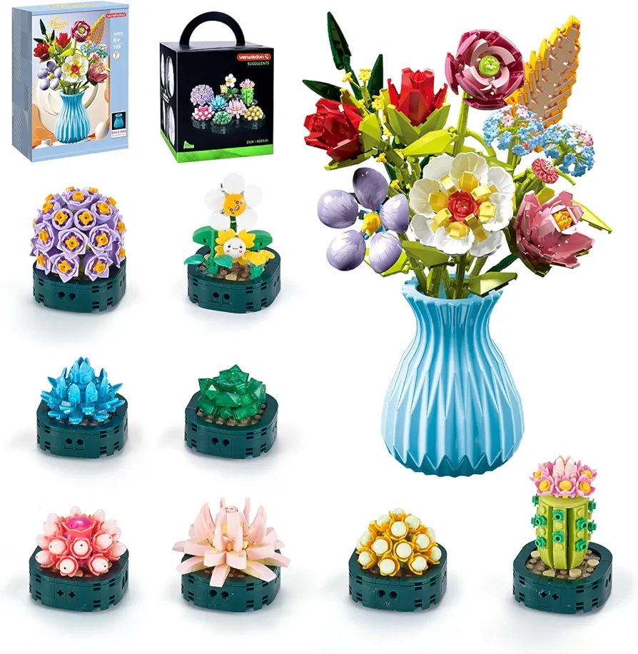 Verwisdon Flower Building Bricks Sets