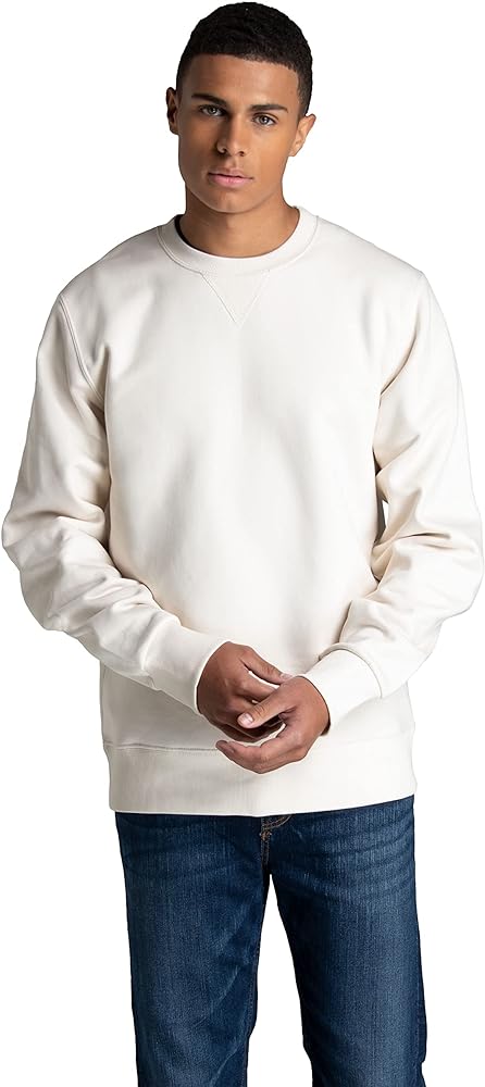 Fruit of the Loom Men's Crafted Comfort Fleece Crewneck Sweatshirts & Pullover Hoodies, Super Soft Cotton Blend, Sizes S-2X, Sweet Cream, Small