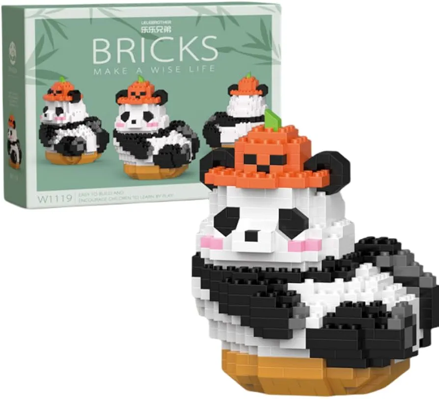 Cute Panda Mini Building Animal Sets, Extremely Challenging Building Blocks Decor for Adults Kids, Micro Blocks 3D Educational Toys for Boys Girls (W1119)