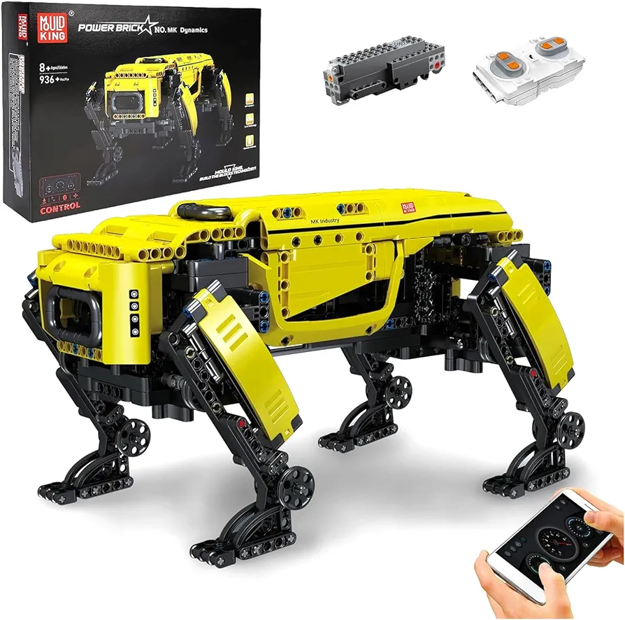 Mould King 15066 Mechanical Robot Dog Building Blocks Model, 936 Pieces Remote Controlled Robot Dog Toy for Adults and Children, DIY Building Set as Toy/STEM Project/Collectibles