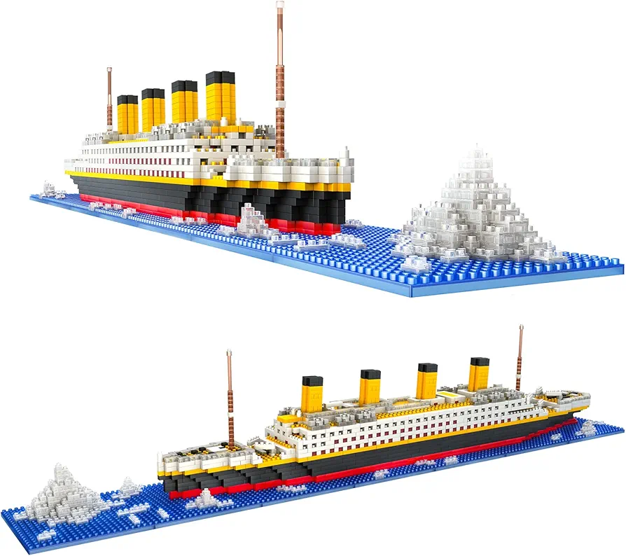 Titanic Ship Building Blocks Set, 1860PCS Mini Blocks Titanic Ship Model Kit, Mini Bricks 3D Puzzle DIY Educational Titanic Toys for Adults and Kids