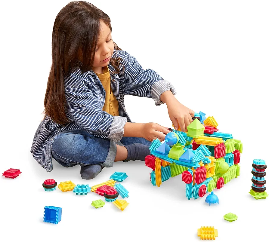 Battat- Bristle Blocks- STEM Interlocking Building Blocks- 112 pc Playset- Developmental Toys for Toddlers & Kid- Basic Builder Set- 2 Years +