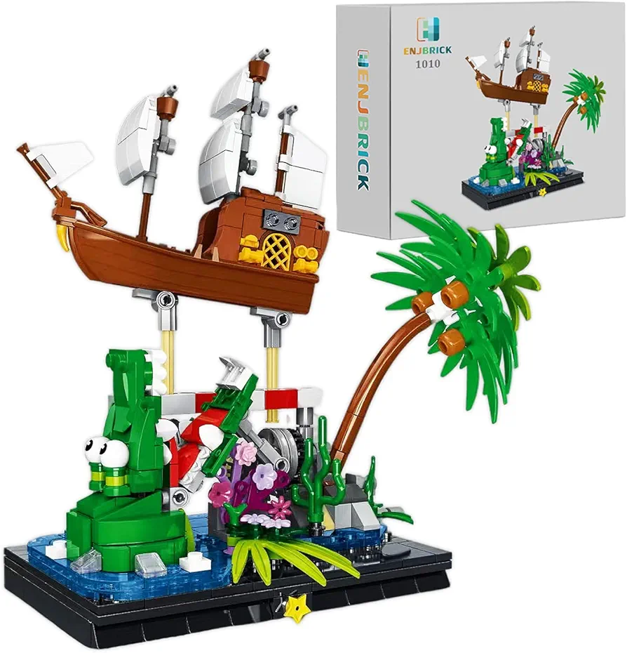 ENJBRICK Pirates Ship Building Kit for Adutls,Cute Animal Building Toy for Girls and Boys 8-14 Years Up 448pcs