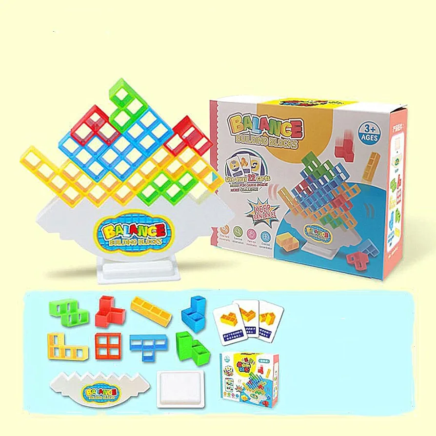 LiangCuber 32PCS Tetra Tower Game,Balance Game Team Building Blocks,Blocks Game for Kids & Adults Team Building Blocks Toy (32PCS Edition)