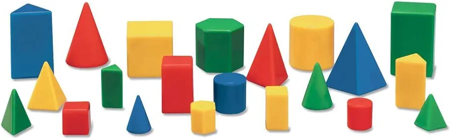 Mini Plastic GeoSolids Relational Shapes, Set of 32 Blocks