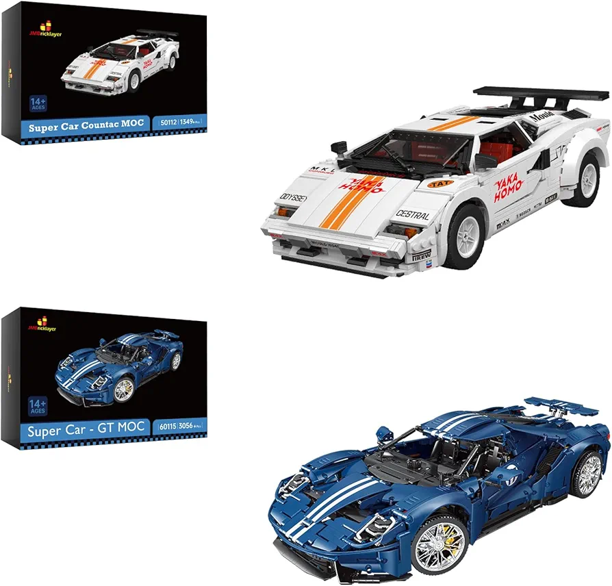 JMBricklayer Classic Blue Supercars 1:8 Model MOC Toy Building Sets 60115 & Vintage Car Model Building Kits 50112