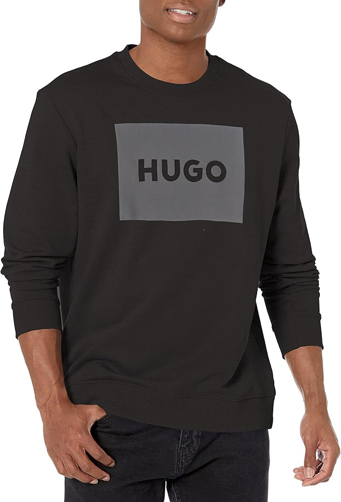 HUGO Men's Big Square Logo Long Sleeve Sweater