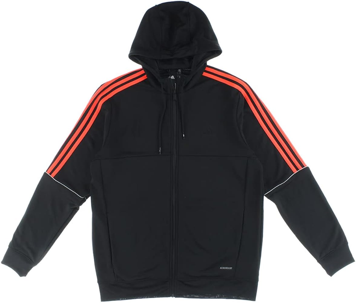 adidas 3-Stripes SOST Full-Zip Mens Active Hoodies Size XXL, Color: Black/Black-Black