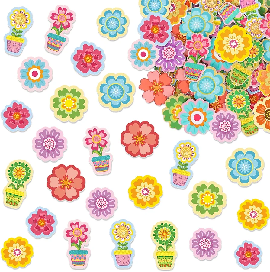 330Pcs Flower Foam Stickers Spring Colorful Cartoon Flower Foam Decals Assorted Self-Adhesive Decorative Stickers for DIY Art Craft Scrapbook Journal Decor Party Supplies