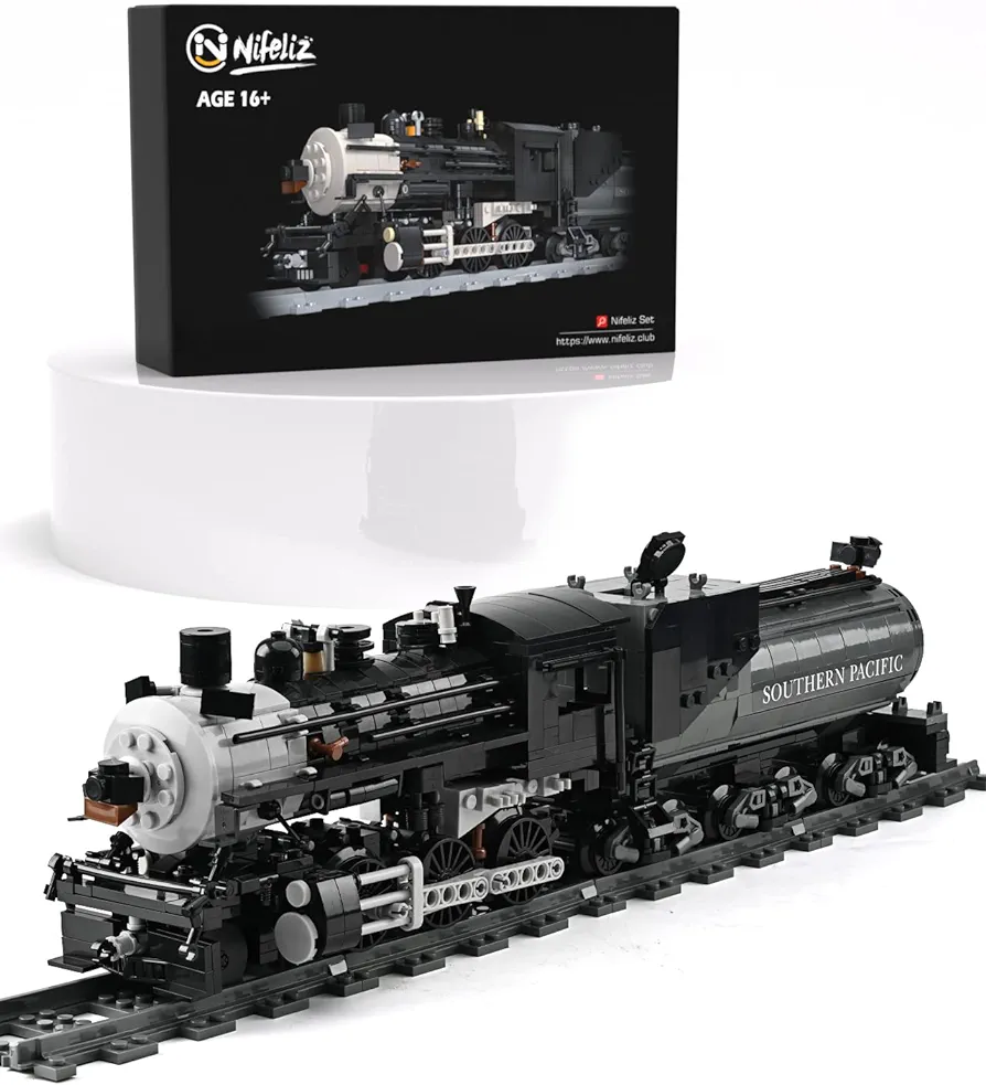 Nifeliz CN5700 Steam Train Building Kit and Engineering Toy, Collectible Steam Locomotive Display Set, 1：38 Scale Model Train Building Kit with Train Tracks, Top Present for Train Lovers (1136 PCS)