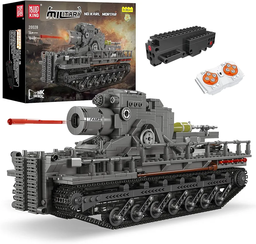 Mould King Army Tank Building Block Kit, 1648 pcs WW2 Military Toy Tank for Ages 8+, Armed Forces Tank Model for Boys, Kids, Teens, Adult