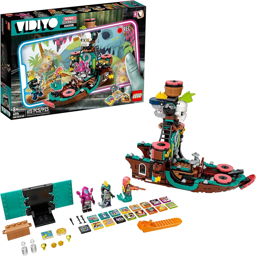 LEGO VIDIYO Punk Pirate Ship 43114 Building Kit Toy; Inspire Kids to Direct and Star in Their Own Music Videos; New 2021 (615 Pieces)