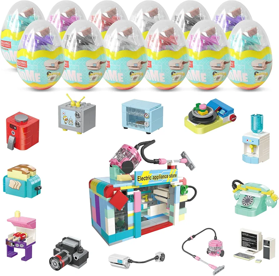 Building Toys for Girls Gift, Mini Building Blocks Appliances for Kids, STEM Building Blocks Party Favors Prizes for Birthday Christmas Easter - 12 Pack