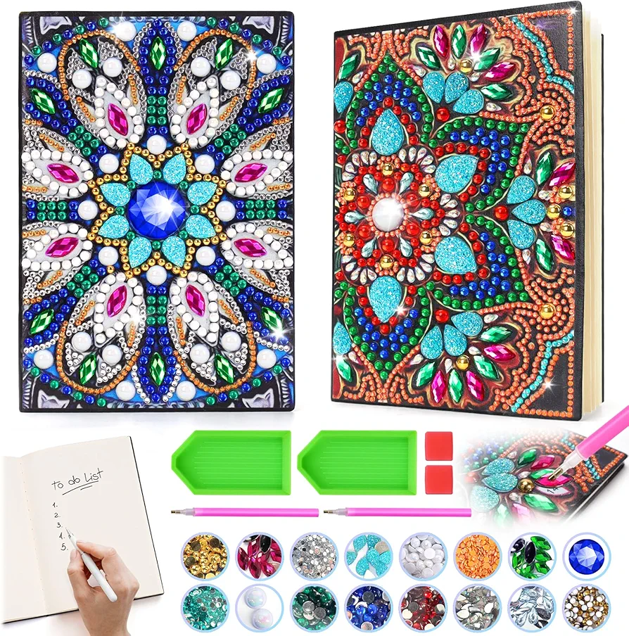 4 6 7 9 Year Old Girl Birthday Gifts, Crafts for Kids Ages 5 8 10 11 Diamond Art Painting Kits Stationary Set Notebooks Girls Boys Toys Age 5-7-12 Cool Presents Arts and Crafts for Kids Journal Diary