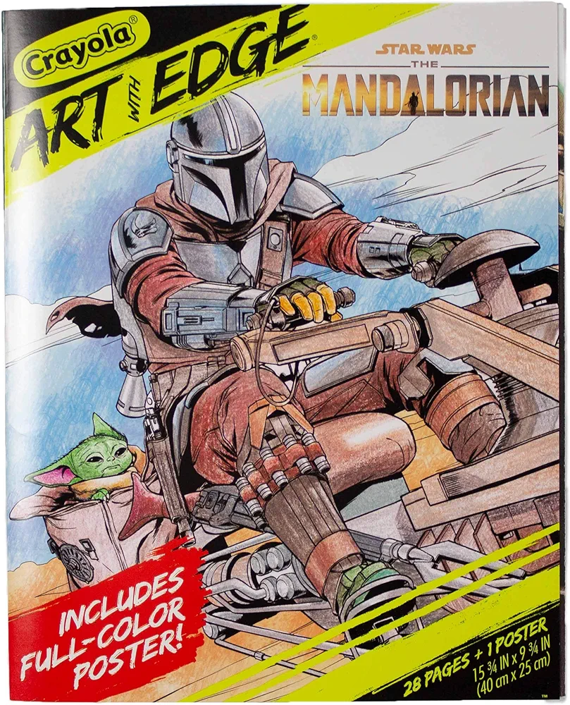 Crayola Mandalorian Coloring Book with Poster, Baby Yoda Featured, Styles Vary, 28 Pages