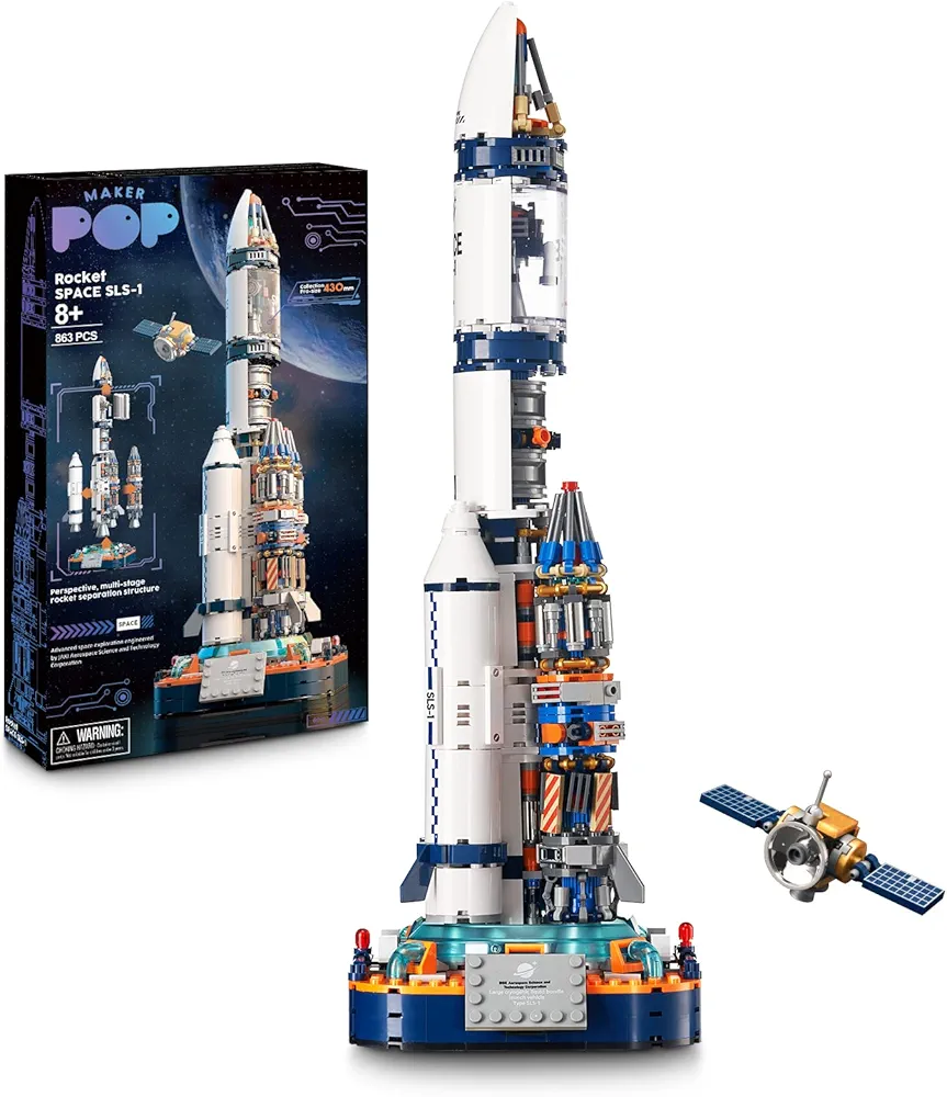 JOJO&Peach Space Exploration Rocket Building Toys, Collectible Display Model Set, Ideas Gift for Adults Boys Girls Age 8+（863 Pieces）