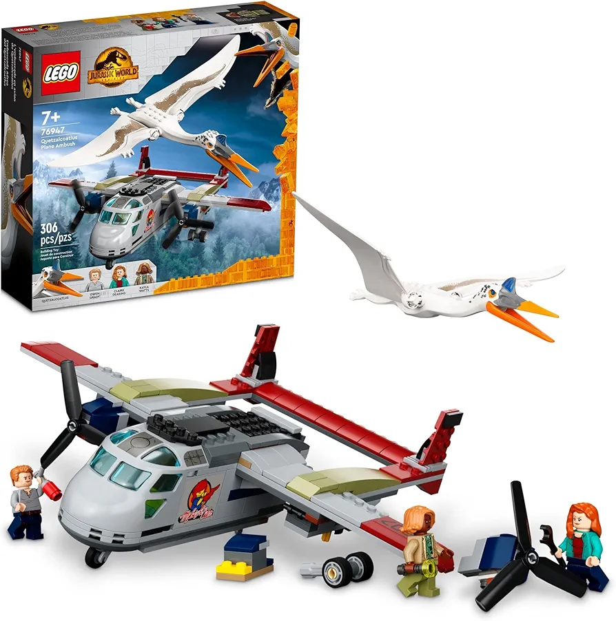 LEGO Jurassic World Quetzalcoatlus Plane Ambush Set 76947, with Dinosaur Toy Figure and Airplane Model, 2022 Movie Inspired, Multicolor