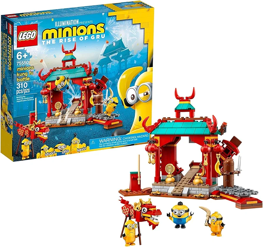 LEGO Minions: The Rise of Gru: Minions Kung Fu Battle (75550) Toy Temple Building Set for Kids, a Great Present for Kids Who Love Minions, Kevin and Stuart Minion Toy Figures (310 Pieces)