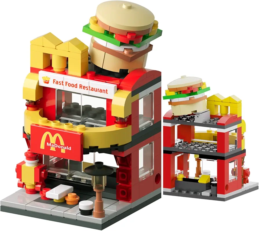 Building Blocks City Burger House, Birthday Toys Compatible with Lego McDonalds Set 167PCS